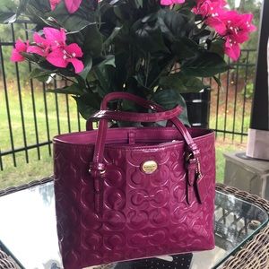 Coach patent leather mini tote bag